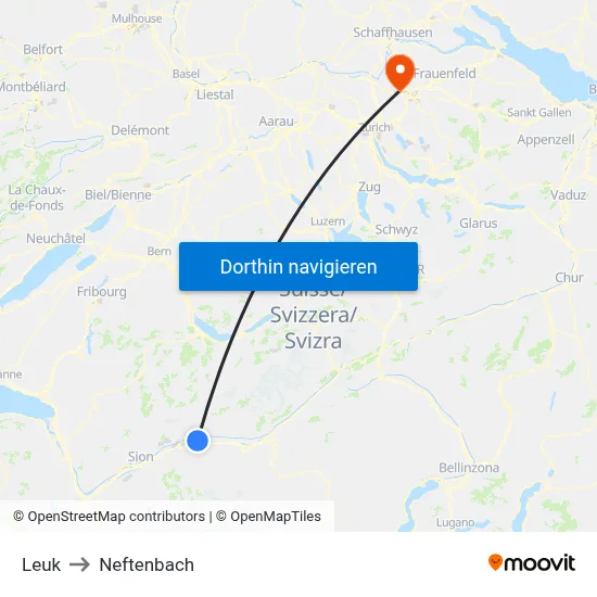 Leuk to Neftenbach map