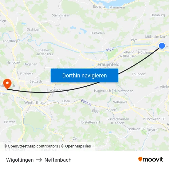 Wigoltingen to Neftenbach map