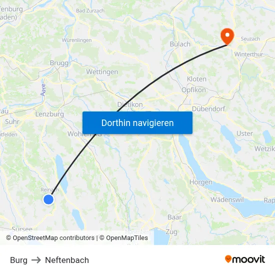 Burg to Neftenbach map