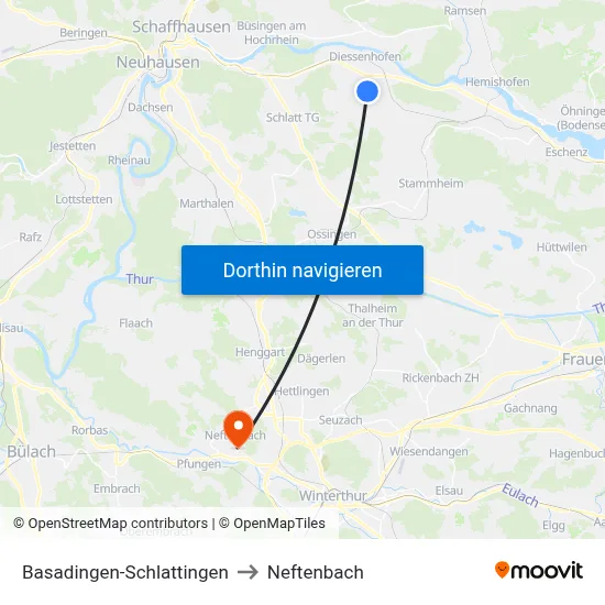 Basadingen-Schlattingen to Neftenbach map