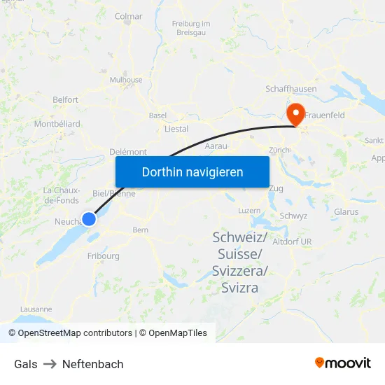 Gals to Neftenbach map