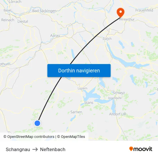 Schangnau to Neftenbach map