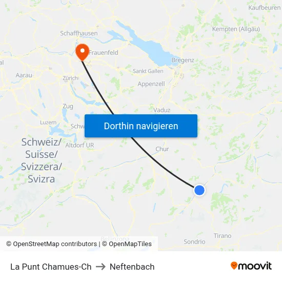 La Punt Chamues-Ch to Neftenbach map