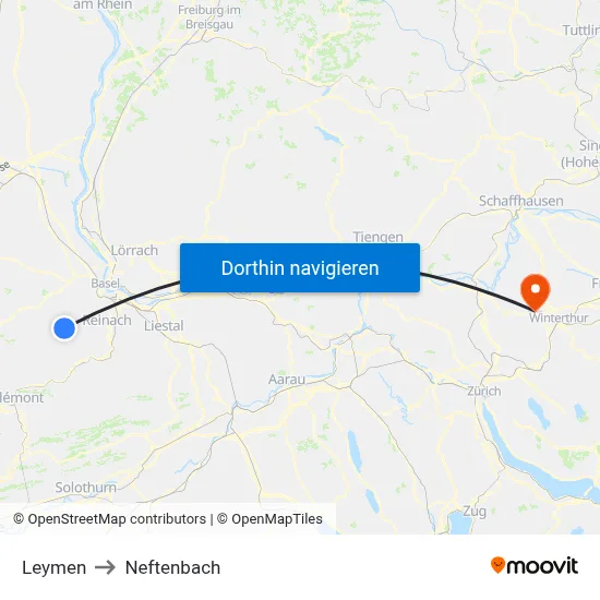 Leymen to Neftenbach map