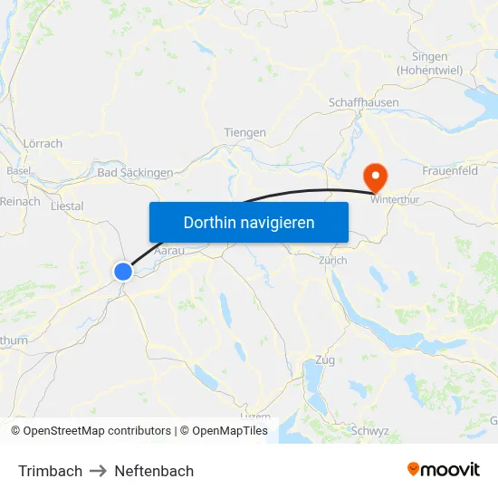 Trimbach to Neftenbach map