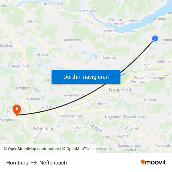 Homburg to Neftenbach map
