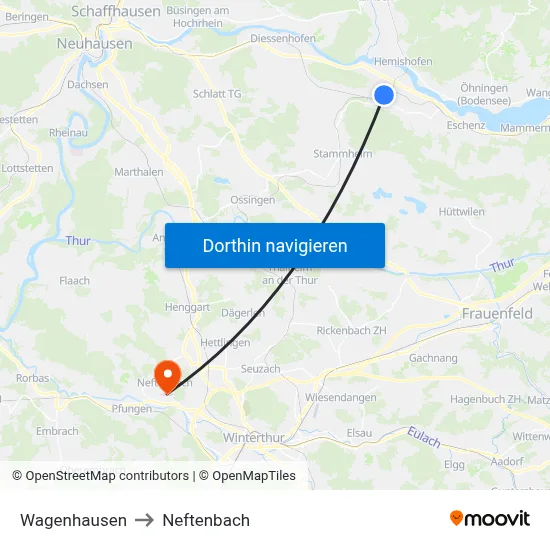 Wagenhausen to Neftenbach map