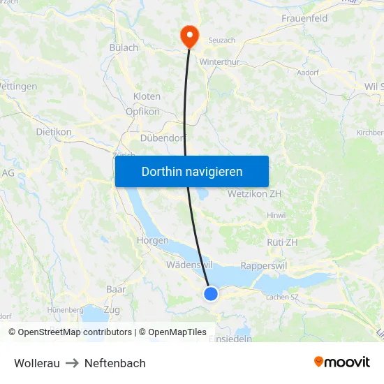 Wollerau to Neftenbach map
