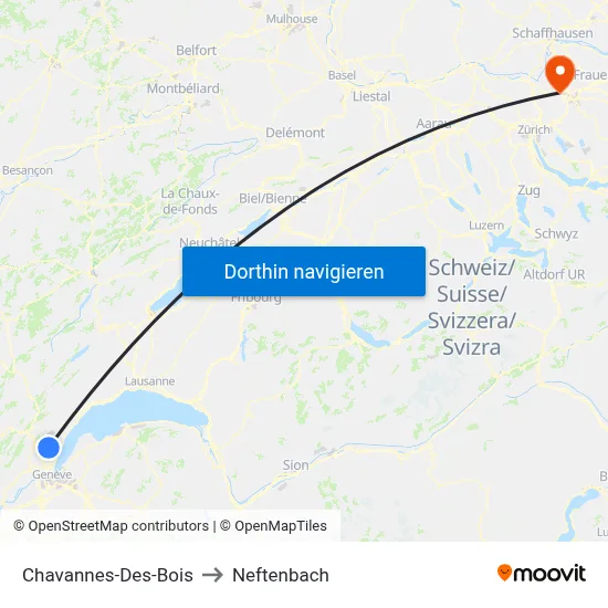 Chavannes-Des-Bois to Neftenbach map