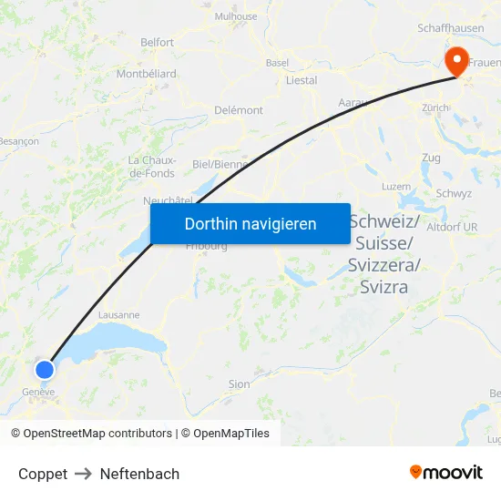 Coppet to Neftenbach map