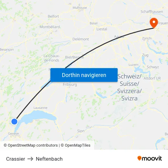 Crassier to Neftenbach map