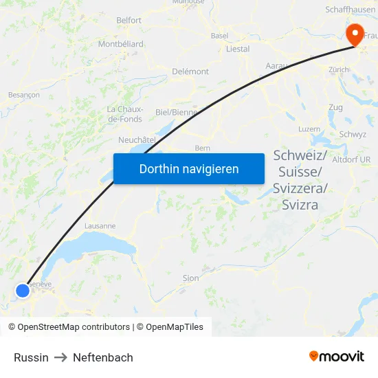 Russin to Neftenbach map