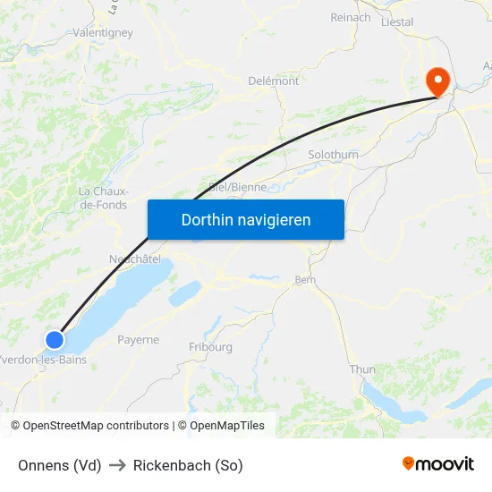 Onnens (Vd) to Rickenbach (So) map
