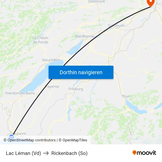 Lac Léman (Vd) to Rickenbach (So) map