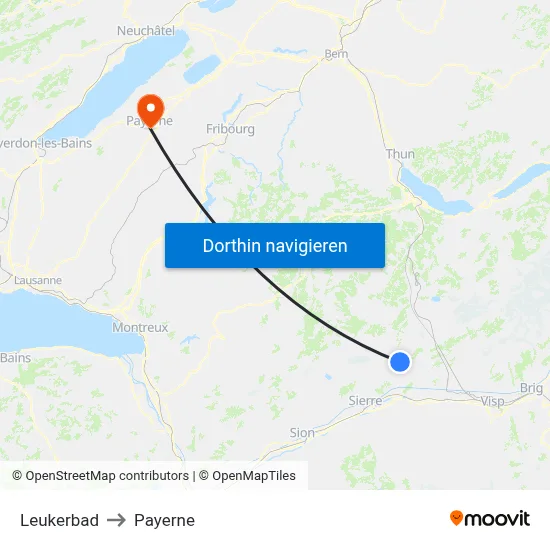 Leukerbad to Payerne map