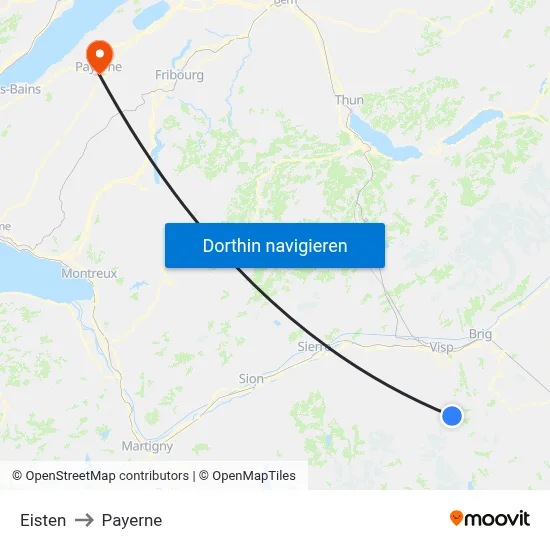 Eisten to Payerne map