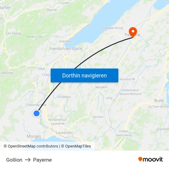 Gollion to Payerne map