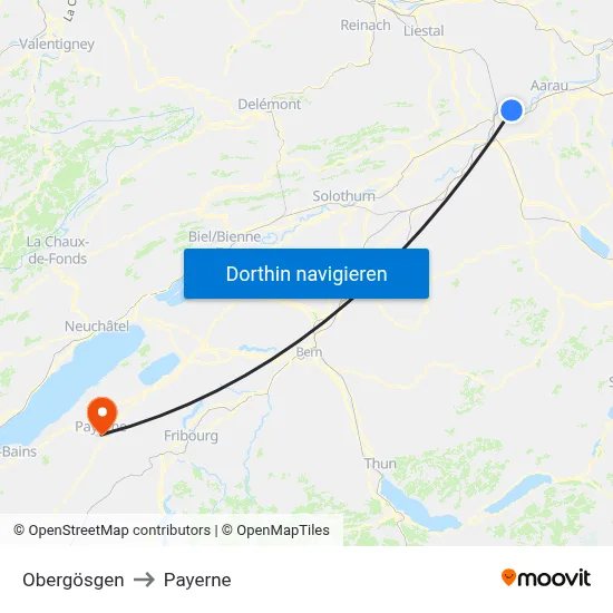 Obergösgen to Payerne map