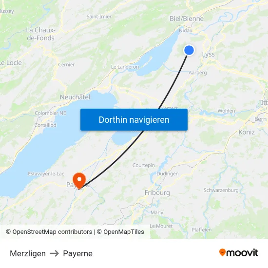 Merzligen to Payerne map