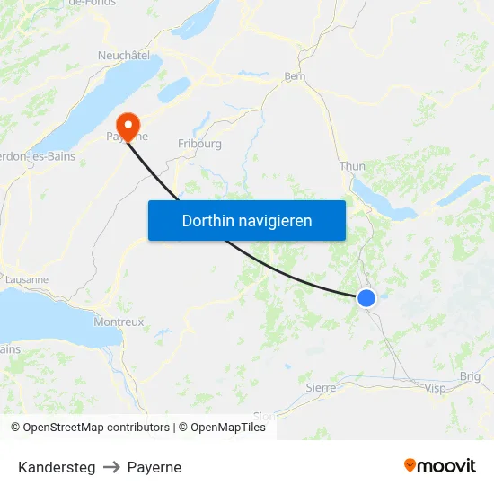 Kandersteg to Payerne map