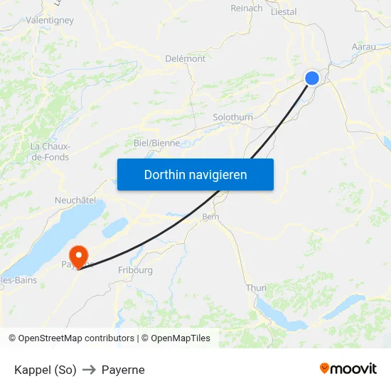 Kappel (So) to Payerne map