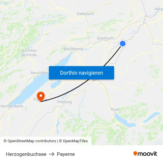 Herzogenbuchsee to Payerne map