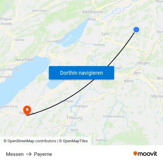 Messen to Payerne map