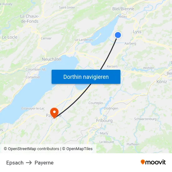 Epsach to Payerne map