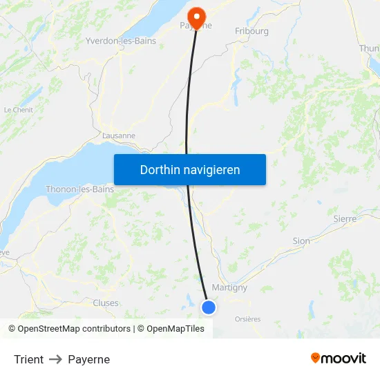 Trient to Payerne map