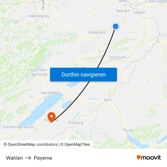 Wahlen to Payerne map