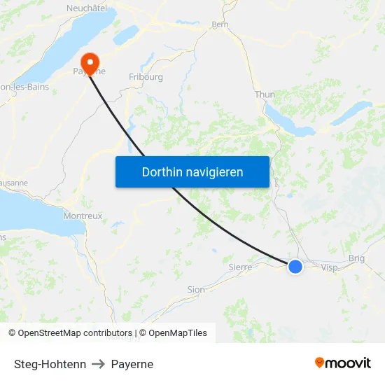 Steg-Hohtenn to Payerne map