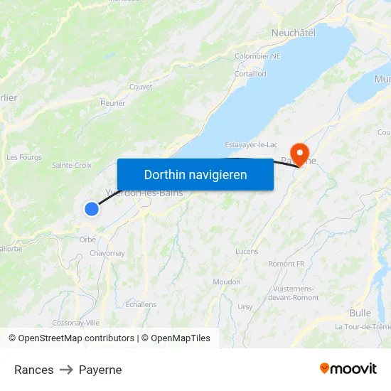 Rances to Payerne map