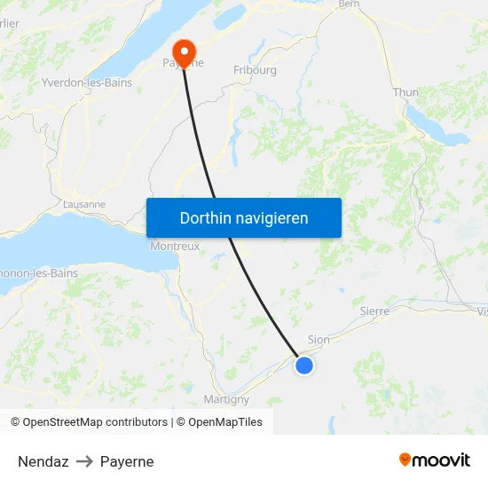 Nendaz to Payerne map