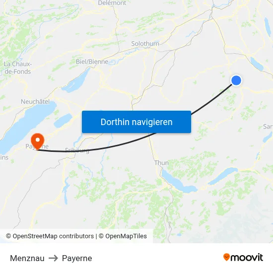 Menznau to Payerne map