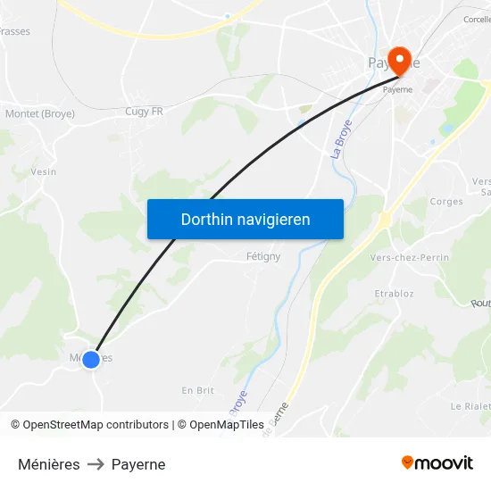 Ménières to Payerne map