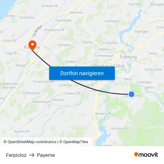 Ferpicloz to Payerne map