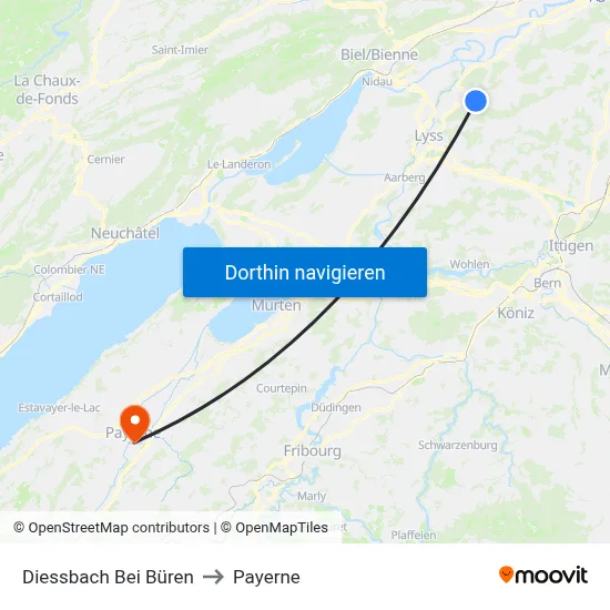 Diessbach Bei Büren to Payerne map