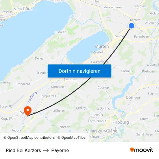Ried Bei Kerzers to Payerne map