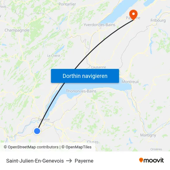 Saint-Julien-En-Genevois to Payerne map