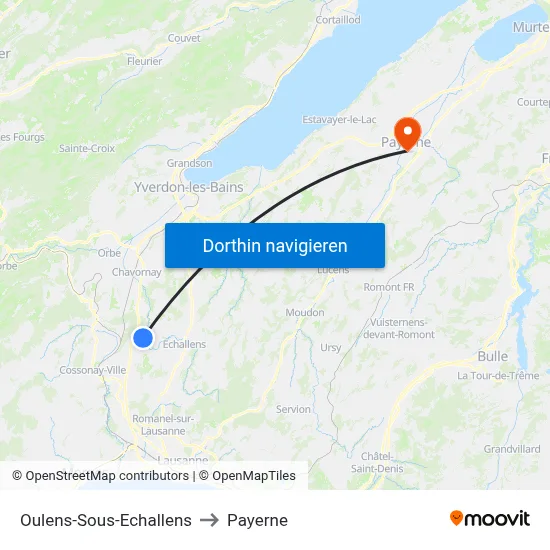 Oulens-Sous-Echallens to Payerne map