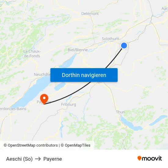 Aeschi (So) to Payerne map