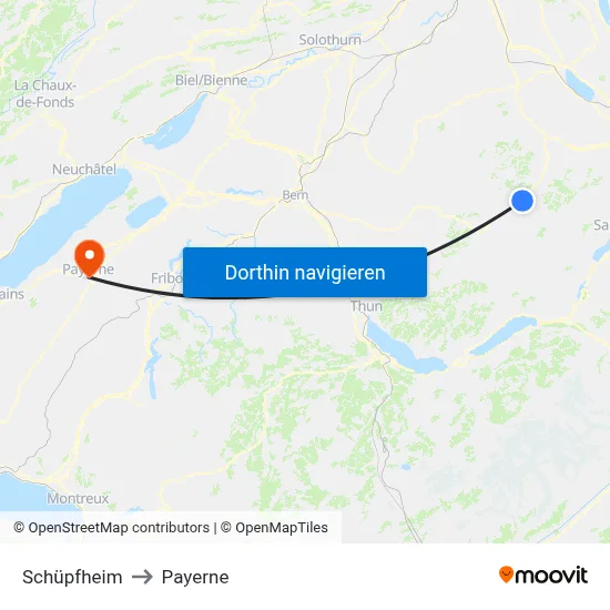 Schüpfheim to Payerne map