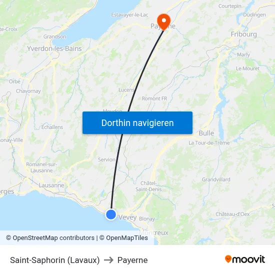 Saint-Saphorin (Lavaux) to Payerne map