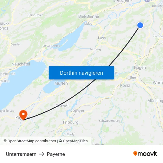 Unterramsern to Payerne map