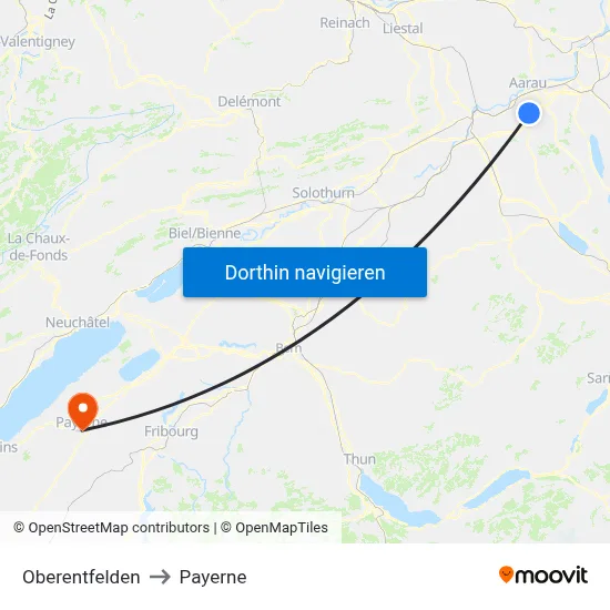 Oberentfelden to Payerne map