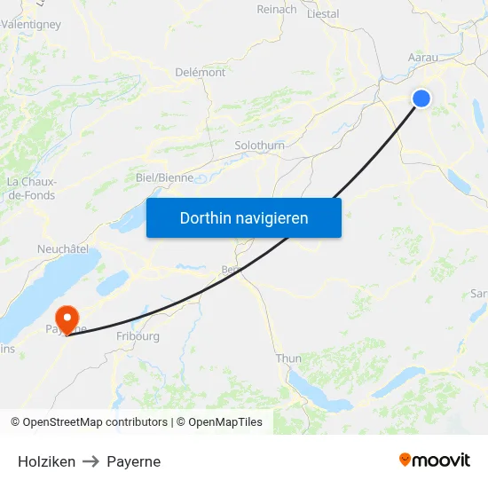 Holziken to Payerne map