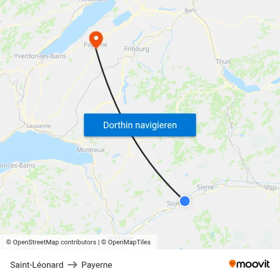 Saint-Léonard to Payerne map