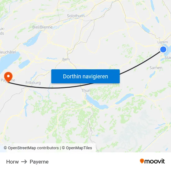 Horw to Payerne map
