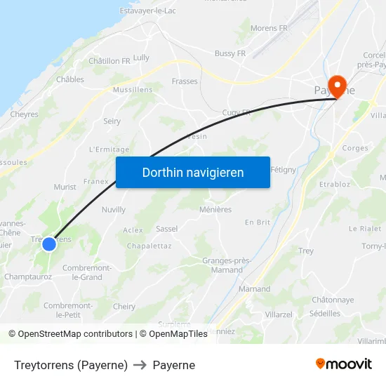 Treytorrens (Payerne) to Payerne map