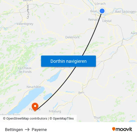 Bettingen to Payerne map
